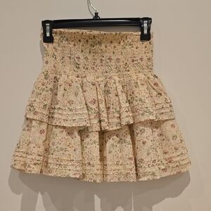 Cleobella Cream Floral Tiered Smocked Skirt